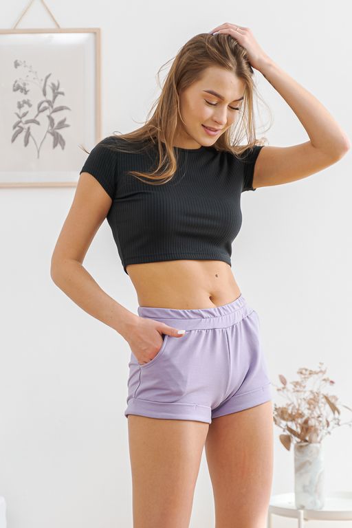 Шорты женские из футера Шарм сиреневый - Амадэль фото 4