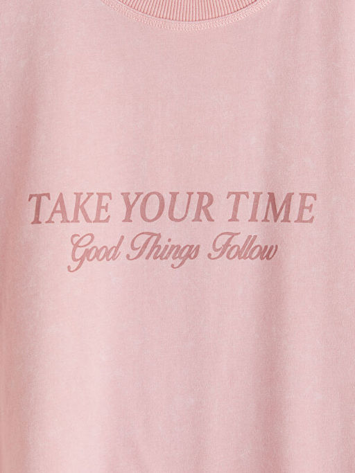 Bisiklet Yaka Bask?l? Kad?n Ti??rt