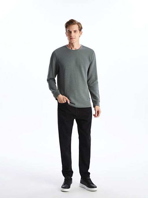 Bisiklet Yaka Uzun Kollu Erkek Sweatshirt