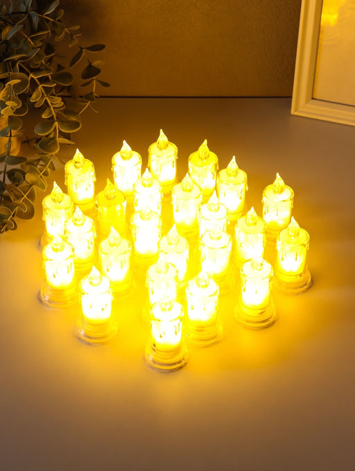 Цена за 4 шт. Светодиодная свеча LED - ночник RISALUX «С подтёками», 3×LR41, прозрачный, 3.5×3.5×7.2 см