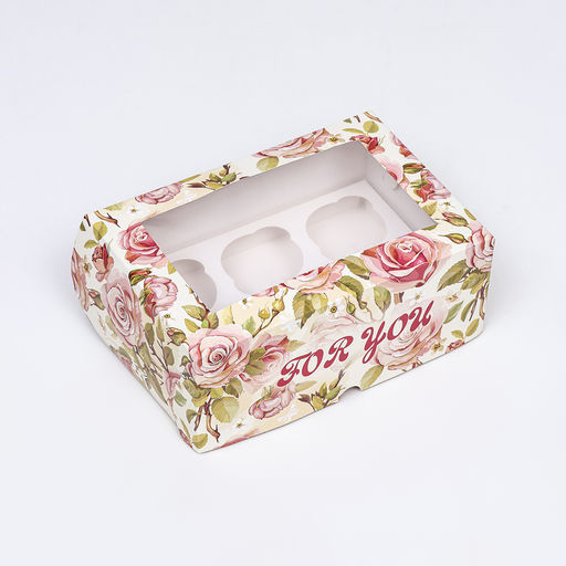 Цена за 2 шт. Коробка для 6 капкейков с окном, For you, 25?17?10 см