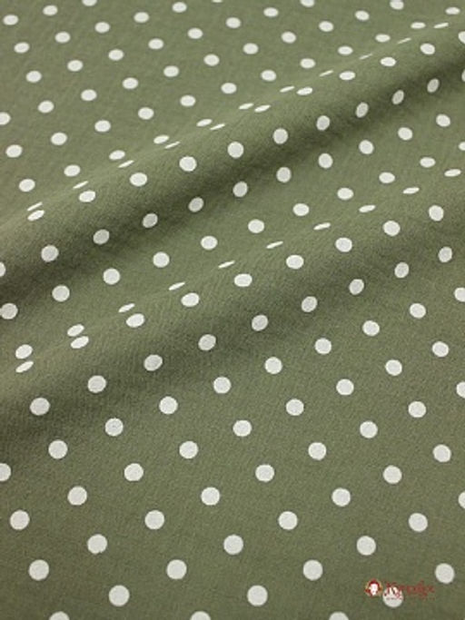 Муслин двухслойный с эф.жатости Горох на сером хаки, ш.1.41м, хл-100%, 120гр/м.кв