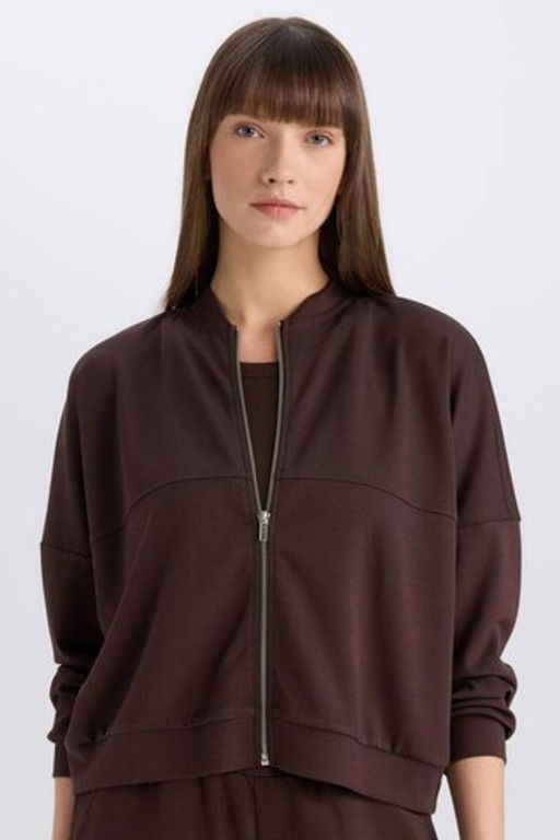 Relax Fit Hakim Yaka Basic Duz Fermuarl? Sweatshirt - Defacto фото 2