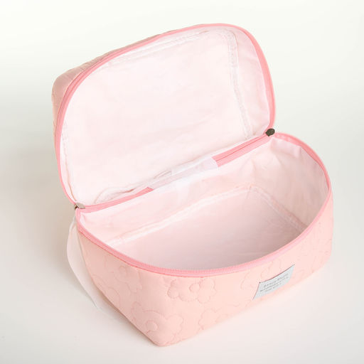 Косметичка-сундучок на молнии, с ручкой, с подкладом, розовая - Simaland фото 3