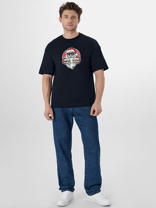 Футболка мужская черная с новогодним принтом - Mark formelle фото 3