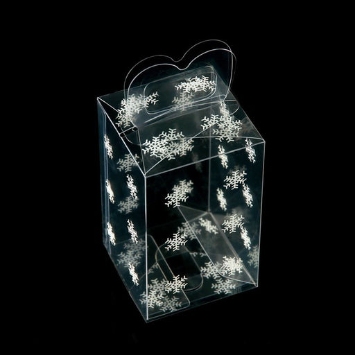 Цена за 5 шт. Коробка подарочная новогодняя складная ПВХ Снежинки 6?6?10 см - UPAK LAND фото 5