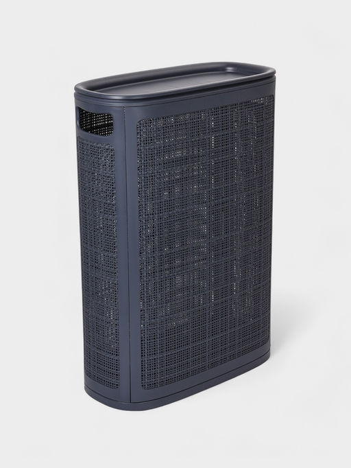 Плетёная корзина для белья с крышкой "Лён" 45л 43×20×60см, цвет графит