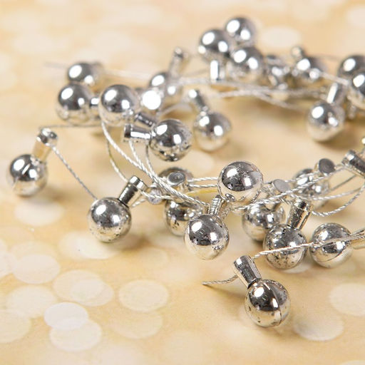 Миниатюра кукольная «Гирлянда - шарик» длина 1 метр, игрушка: 1.5×0.8 см, серебряный