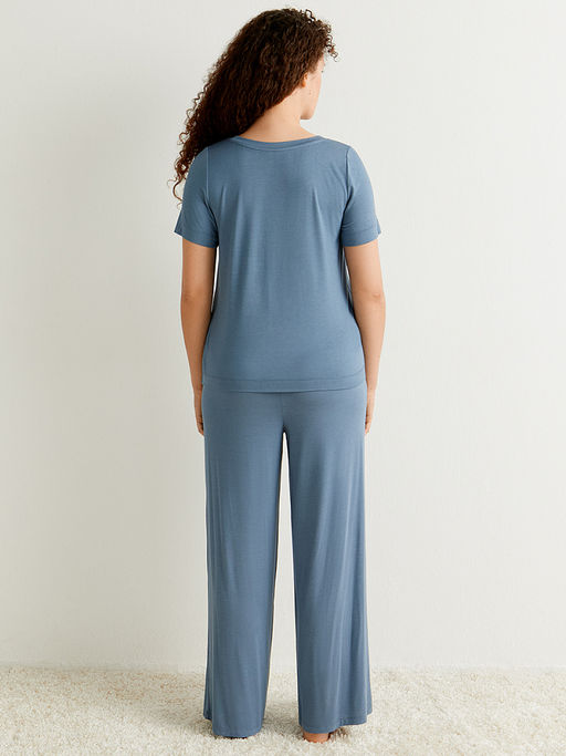0227VI Пижама жен. (Футболка+Брюки расклеш) jeans - Minimi фото 3