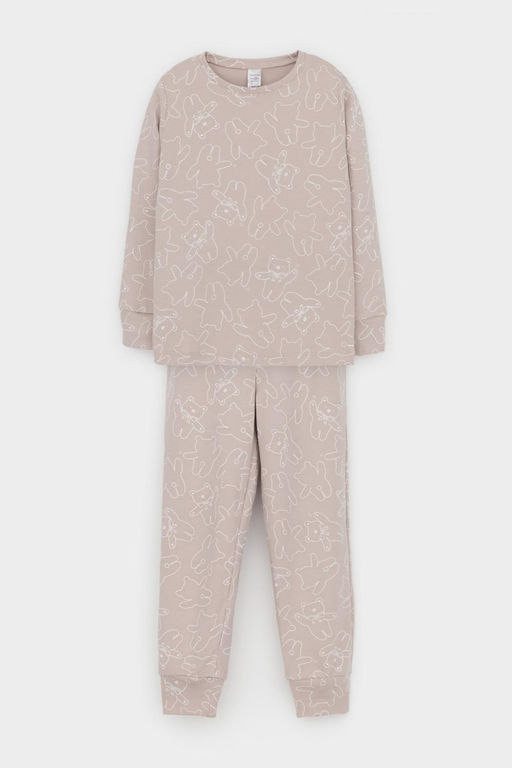 К 1552/бежевый,мини плюшевые мишки пижама дет