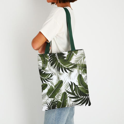 Сумка шопер Тропики 35х0.5х40 см, отд без молнии, без подклада, зеленая - Nazamok фото 4