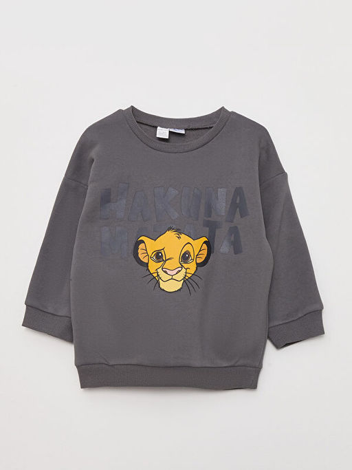 Bisiklet Yaka Uzun Kollu Aslan Kral Bask?l? Erkek Bebek Sweatshirt ve E?ofman Alt 2li Tak?m - Waikiki фото 2