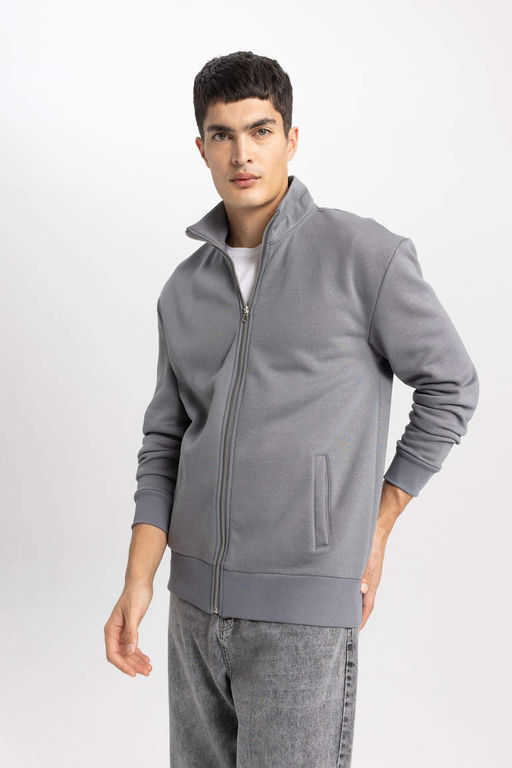 Толстовка Comfort Fit с воротником-стойкой на молнии - Defacto фото 3