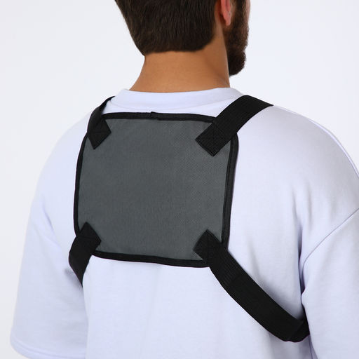 Сумка нагрудная на молнии, 2 наружных кармана, 21×3.5×16 см, серая