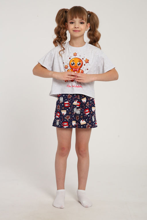 Пижама для девочки ПД-019-073 Кот Новый год