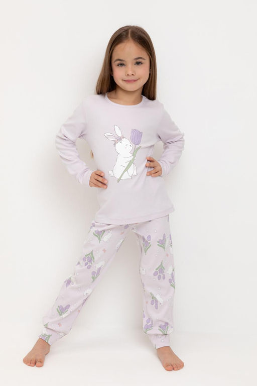 К 1541/нежная сирень,зайчики и тюльпаны пижама д/дет яс - Crockid фото 5