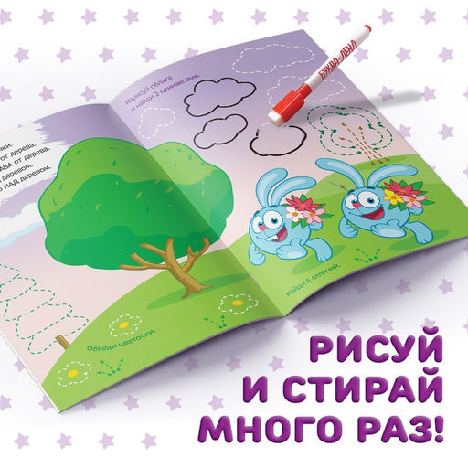 Набор книг Напиши и сотри, 3 шт. по 12 стр., А5, + 3 маркера, Смешарики  фото 8
