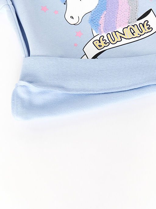 Bisiklet Yaka Bask?l? Uzun Kollu K?z ?ocuk Sweatshirt - Waikiki фото 3