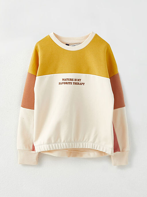 Bisiklet Yaka Bask?l? Uzun Kollu K?z ?ocuk Sweatshirt - Waikiki фото 3