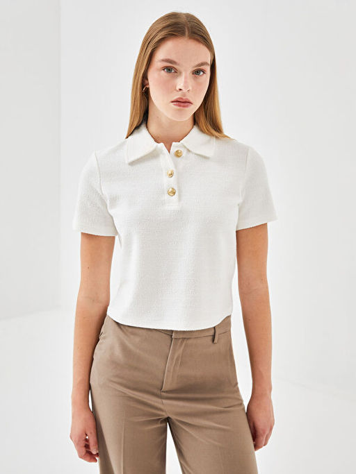 Polo Yaka Dokulu Kad?n Ti??rt