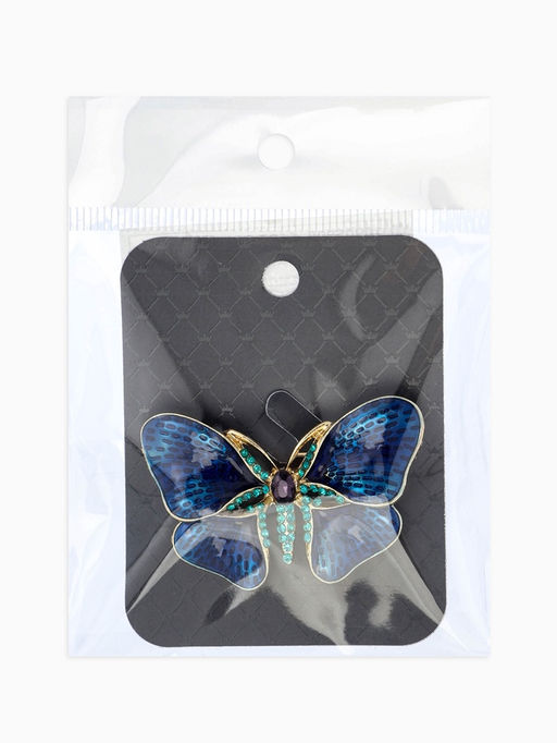 Брошь "Бабочка", глянцевая, цвет синий в золоте