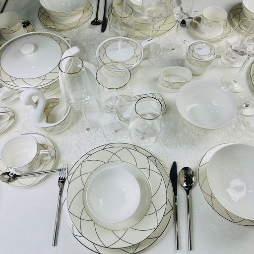 145-433 Обеденный сервиз 28пр. PANDORA CREAM в под.уп.(х2)Костяной фарфор - Lenardi фото 3