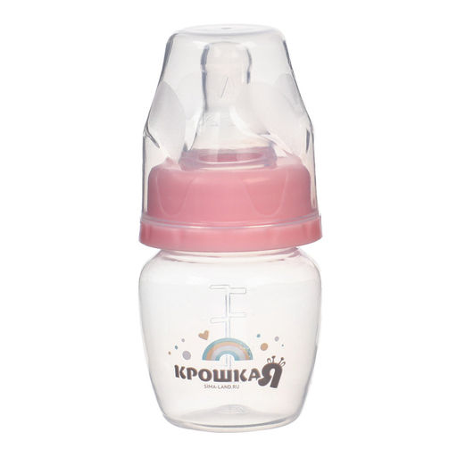 Бутылочка для кормления Крошка Я Basic, классическое горло, от 0 мес., 60 мл (мерная шкала до 40 мл), розовый