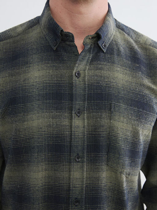 Regular Fit Y?n Kar???ml? Erkek G?mlek