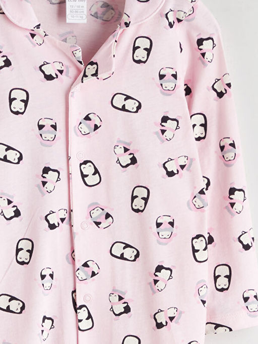 G?mlek Yaka Uzun Kollu Bask?l? K?z Bebek Tulum