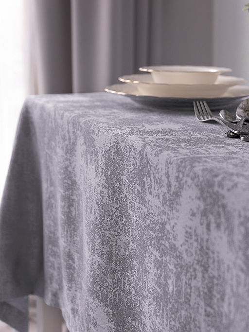 Скатерть жаккардовая 160x250 серый полиэстер - Denastia фото 3