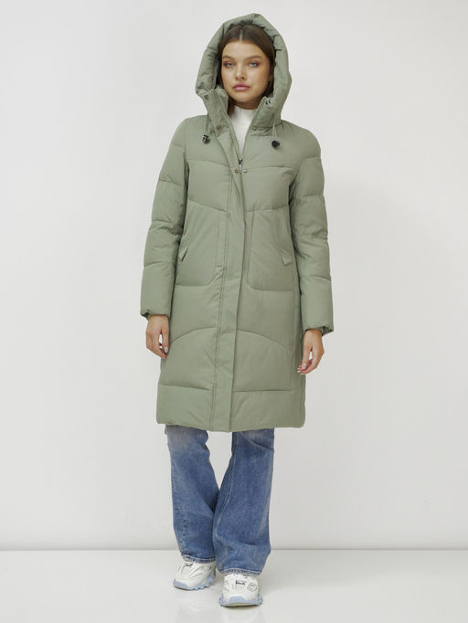 Куртка зимняя с капюшоном удлиненная стеганная зеленого цвета 9650Z - Mtforce фото 13