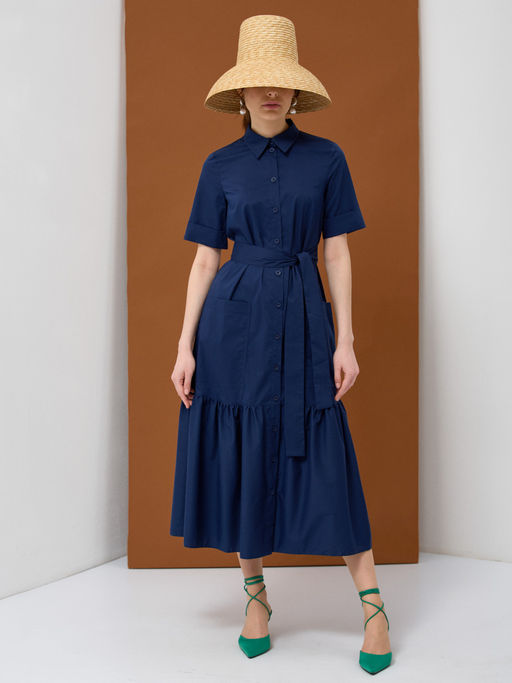 Платье хлопок OD-791-3 темно-синее OD-791-3