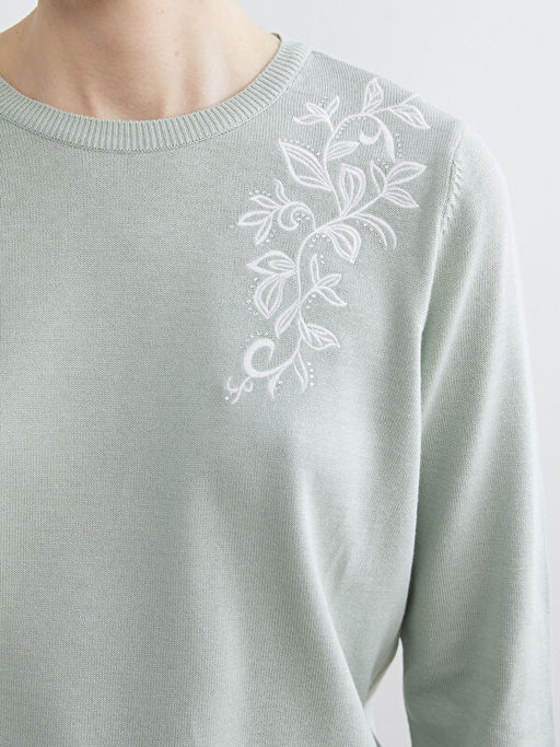 Bisiklet Yaka Ta?l? Kad?n Triko Kazak