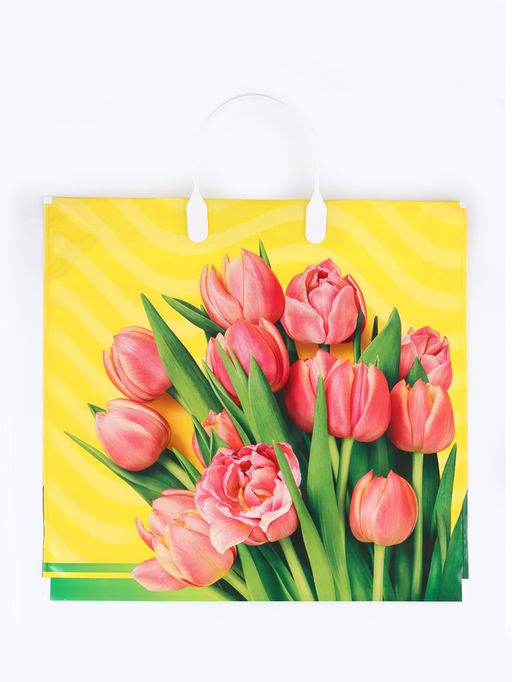 Цена за 10 шт. Пакет подарочный «Муза», полиэтиленовый с пластиковой ручкой, 37×34 см, 80 мкм