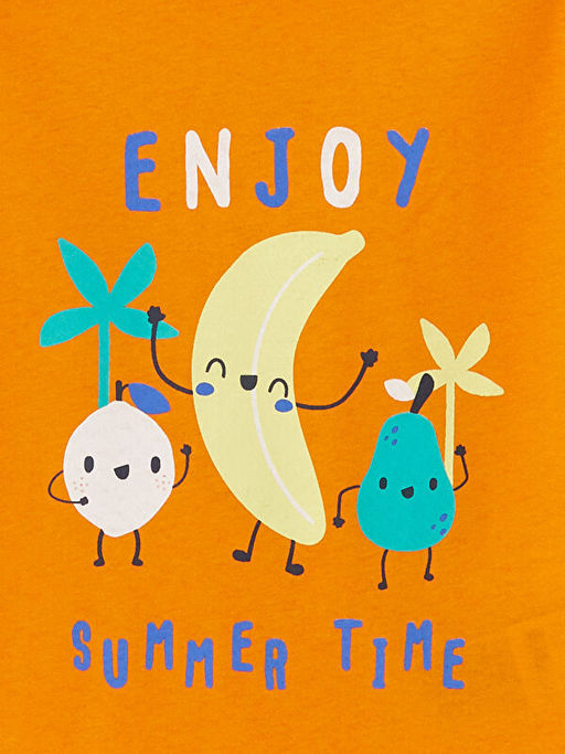 Bisiklet Yaka Bask?l? K?sa Kollu Erkek Bebek Ti??rt - Waikiki фото 2