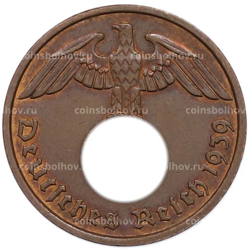 Монета 2 рейхспфеннига 1939 года F Германия