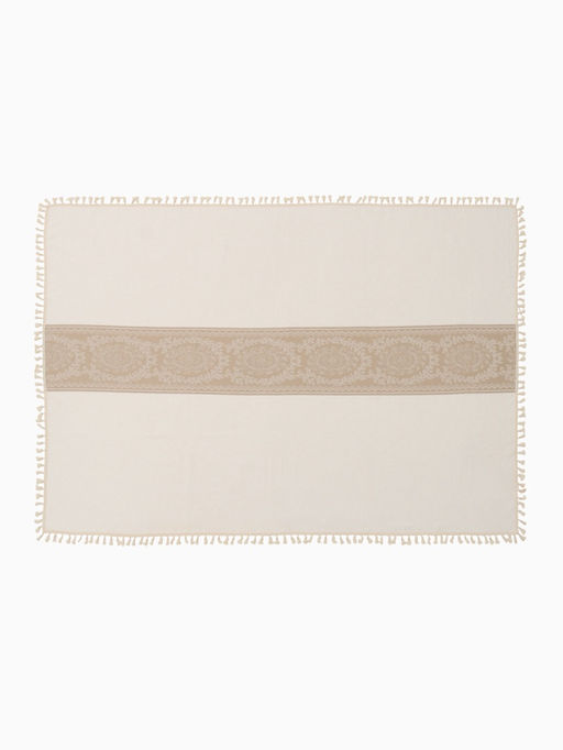 Скатерть «Этель», бежевая, с орнаментом, 140×140 см