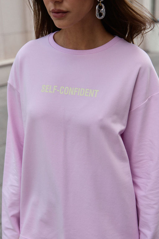 Лонгслив оверсайз с принтом SELF CONFIDENT