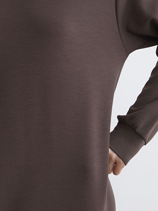 Bisiklet Yaka Y?rtma?l? Sweat Elbise