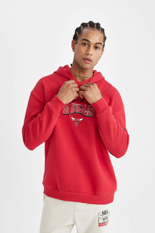 DeFactoFit Толстовка свободного покроя с капюшоном NBA Chicago Bulls  фото 5