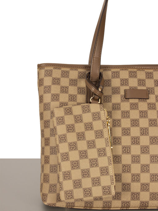 LАСCOMA сумка А567-шахматы-бежевый-коричневый эко кожа-канва - Laccoma фото 4