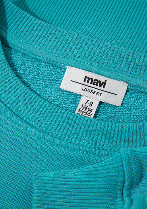 Smile More Bask?l? Yesil Sweatshirt - Mavi фото 4