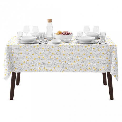 "Ароматный жасмин-К" Скатерть 180х145см, длина стола до 140см, на 6 персон, хлопок "Премиум" 186г/м2, "Домашняя мода" (Россия)