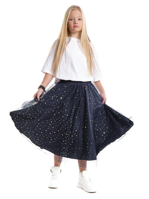 Юбка пачка длинная из фатина 22-7608 черный/зол. звезды - Mini maxi фото 16