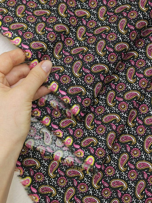 Импорт. хлопок Эмине цв.черно-зеленый, ш.1.5м, хлопок-100%, 110гр/м.кв - Купава фото 4