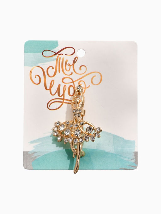 Брошь Балерина ан лер, белая в золоте