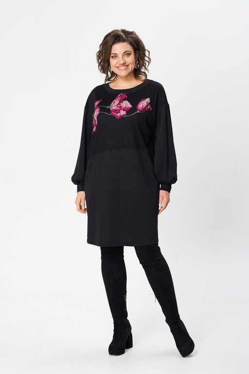 Платье Gizart 5356/1-Р Черный+маки