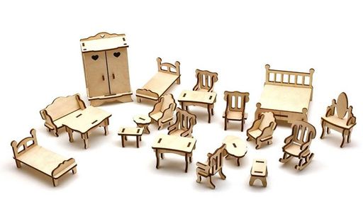 Заготовка для творчества Набор мебели в деревянной коробке - Smiledecor фото 2