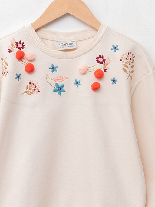 Bisiklet Yaka Nak?? Detayl? Uzun Kollu K?z ?ocuk Sweatshirt - Waikiki фото 3