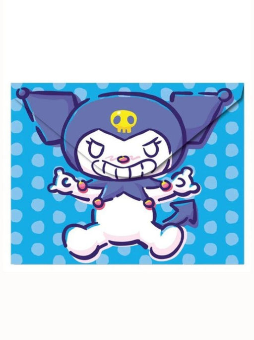 Папка-конверт на кнопке А4 "Kuromi с медведем", голубая, 180 мкм